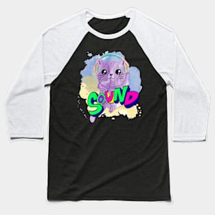 Colorful Cat Music Baseball T-Shirt